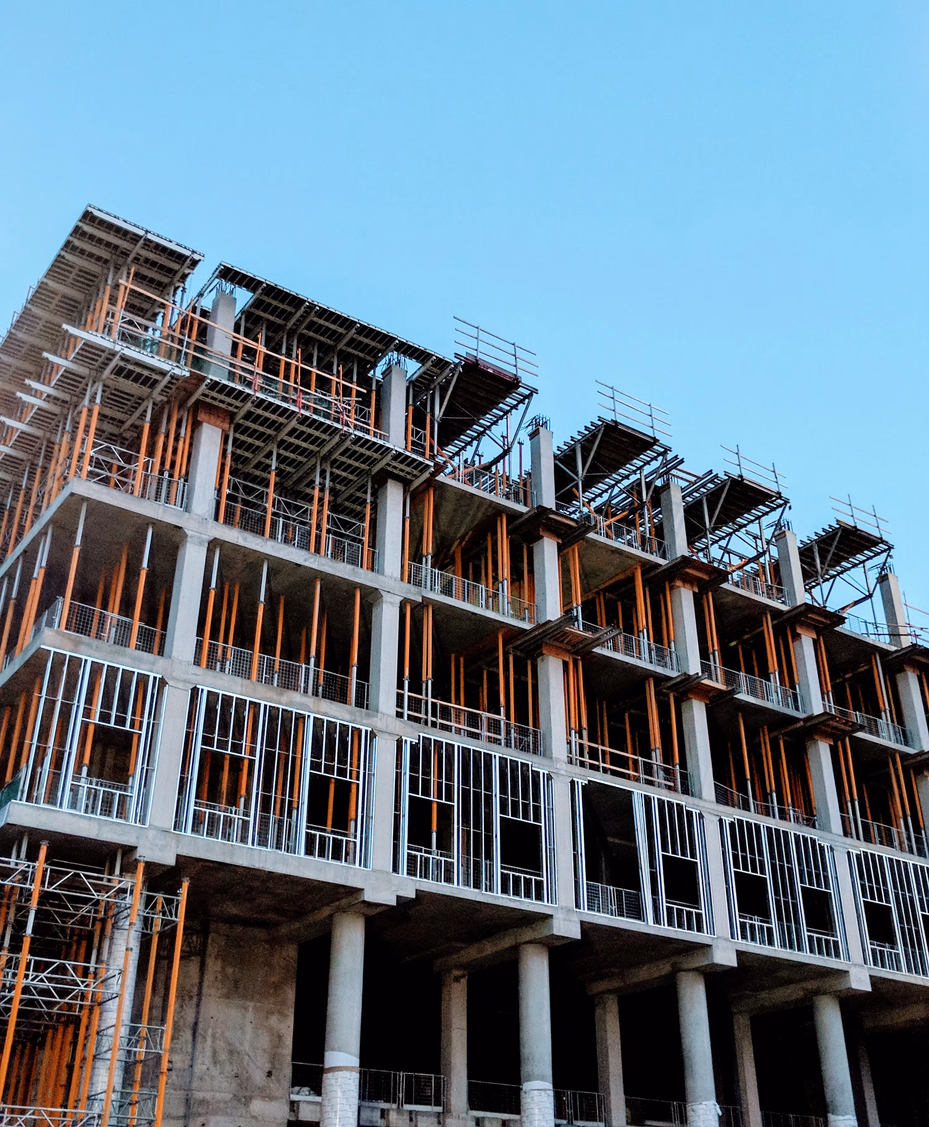 Curtain-wall facade on a completed commercial building
