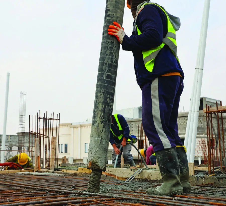 Concrete placement by boom pump on a slab pour