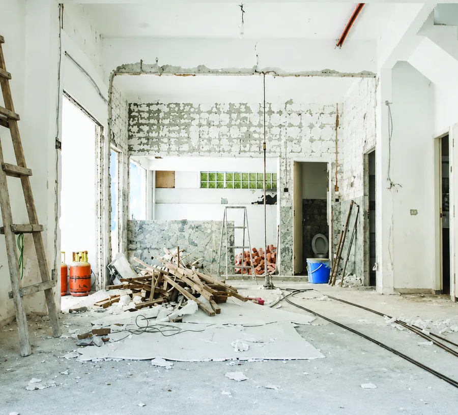 Interior stripped back during demolition works